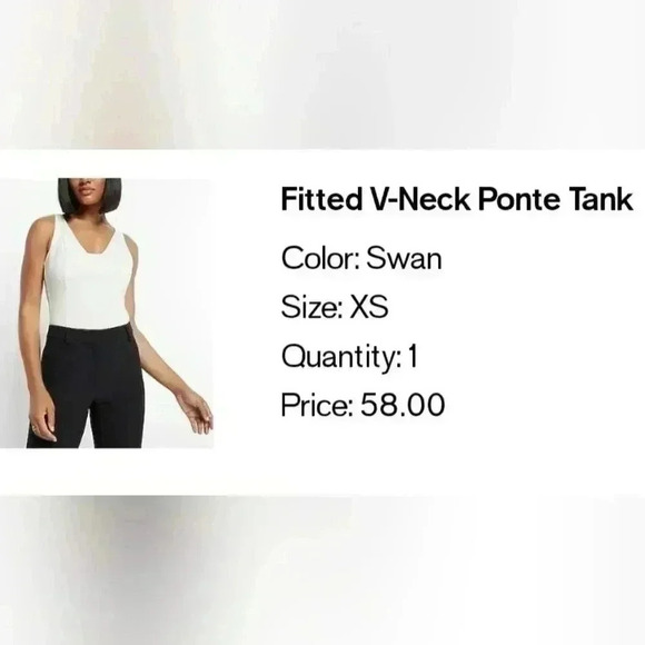 EXPRESS Fitted V-neck Ponte Tank size xs white / swan color / old money - Picture 5 of 5